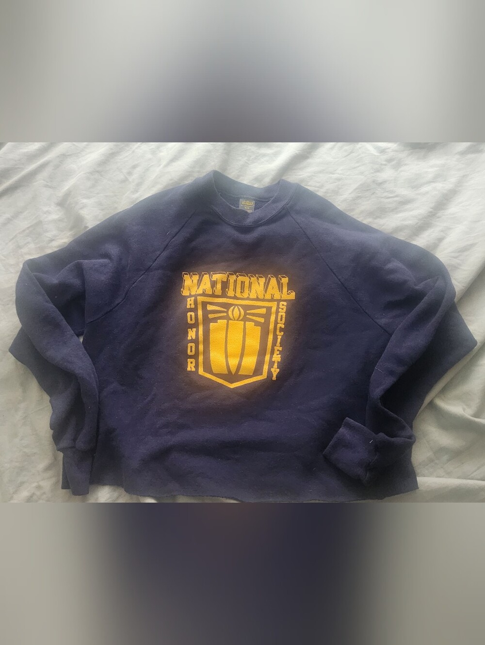 National Honor Society Cropped Navy Crewneck Sweatshirt Size XL